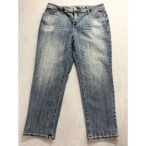 Chicos Girlfriend Jeans So Slimming Crop Denim Stretch Blue Womens Size 2